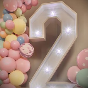 Giant LED Numbers with Balloons for Birthday Parties